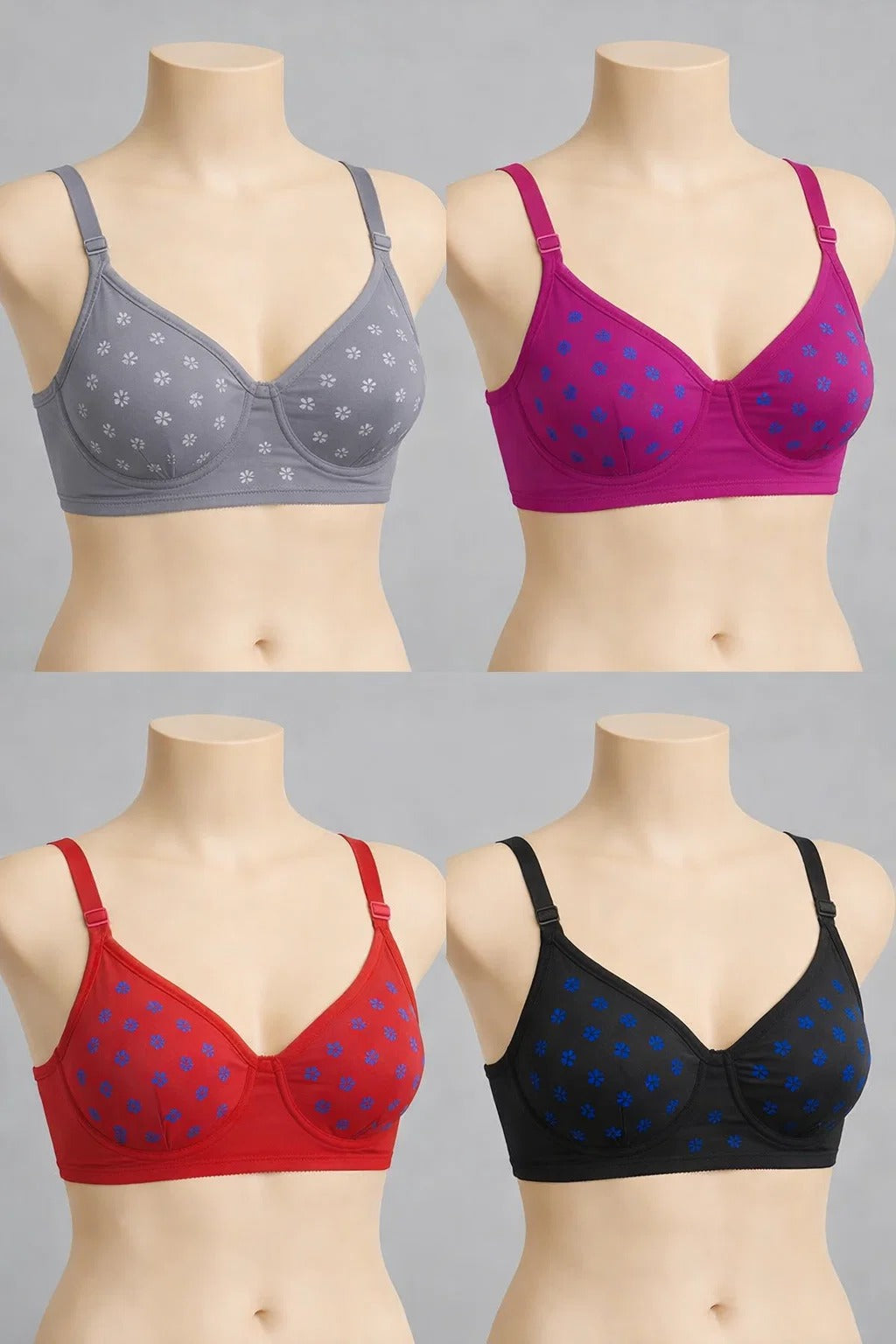 Casual Daily Wear Cotton Bra (Pack of 4)